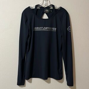 Harley Davidson Top Women’s Size Small Black Long Sleeves Graphic Biker GUC
